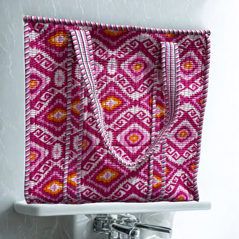 Royal Jaipuri Handblock Zipped Tote – Premium Everyday Elegance